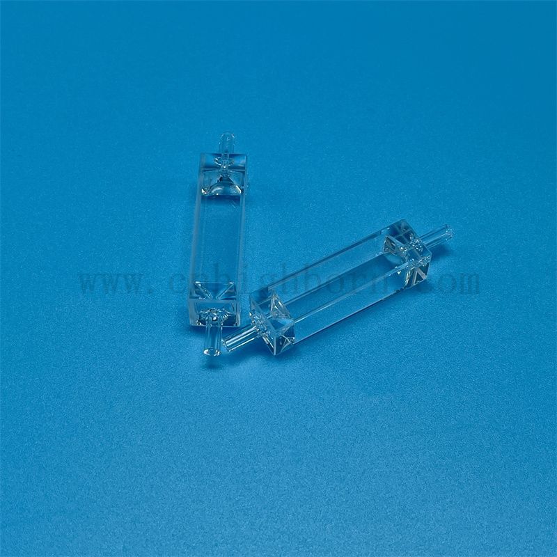 Cuve de verre à quartz à haute précision personnalisée cellule de débit optique pour l'environnement avec un tuyau de connexion