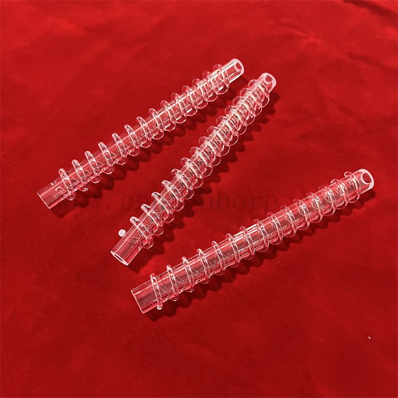 Forme ronde Transparent tube en verre de quartz de silice fusionné avec tige personnalisée autour