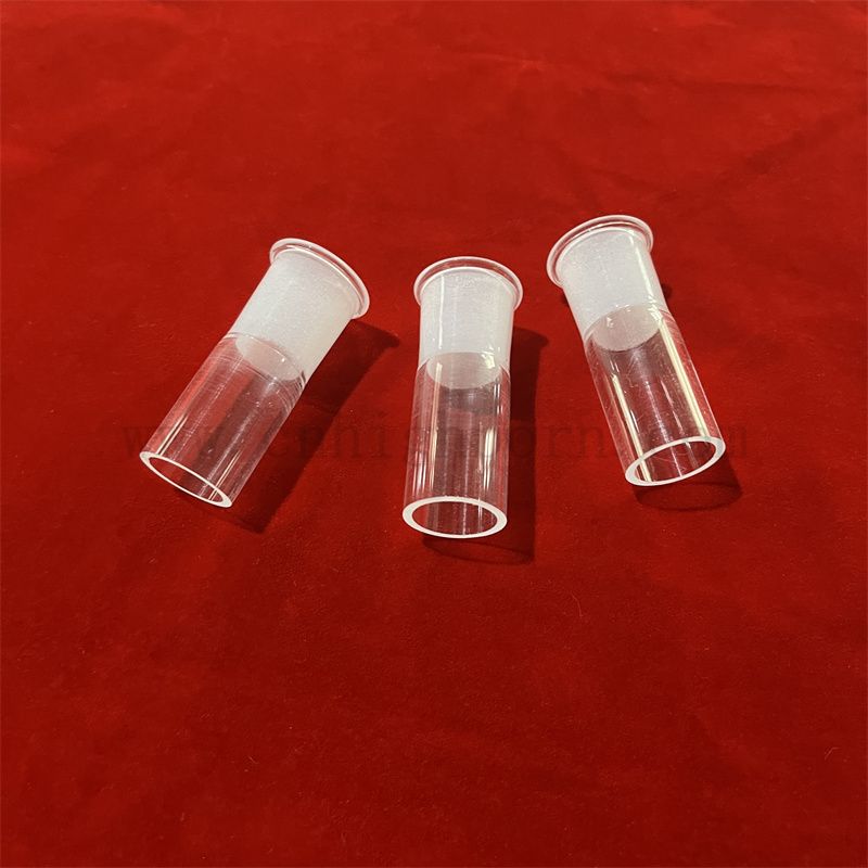 Résistance à la chaleur Frossed Endstransparent Fused Silica Quartz en verre Connecteur de tube en verre 