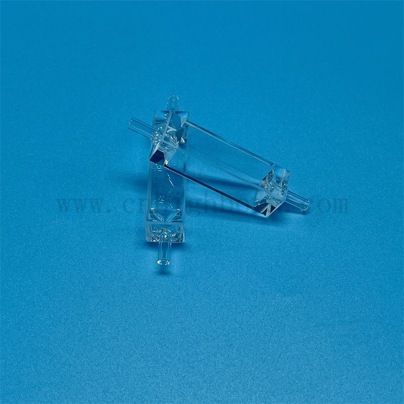 Cuve de verre à quartz à haute précision personnalisée cellule de débit optique pour l'environnement avec un tuyau de connexion