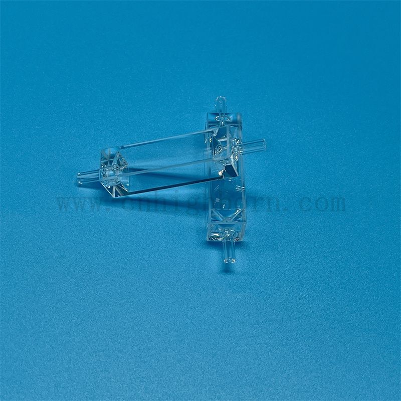 Cuve de verre à quartz à haute précision personnalisée cellule de débit optique pour l'environnement avec un tuyau de connexion