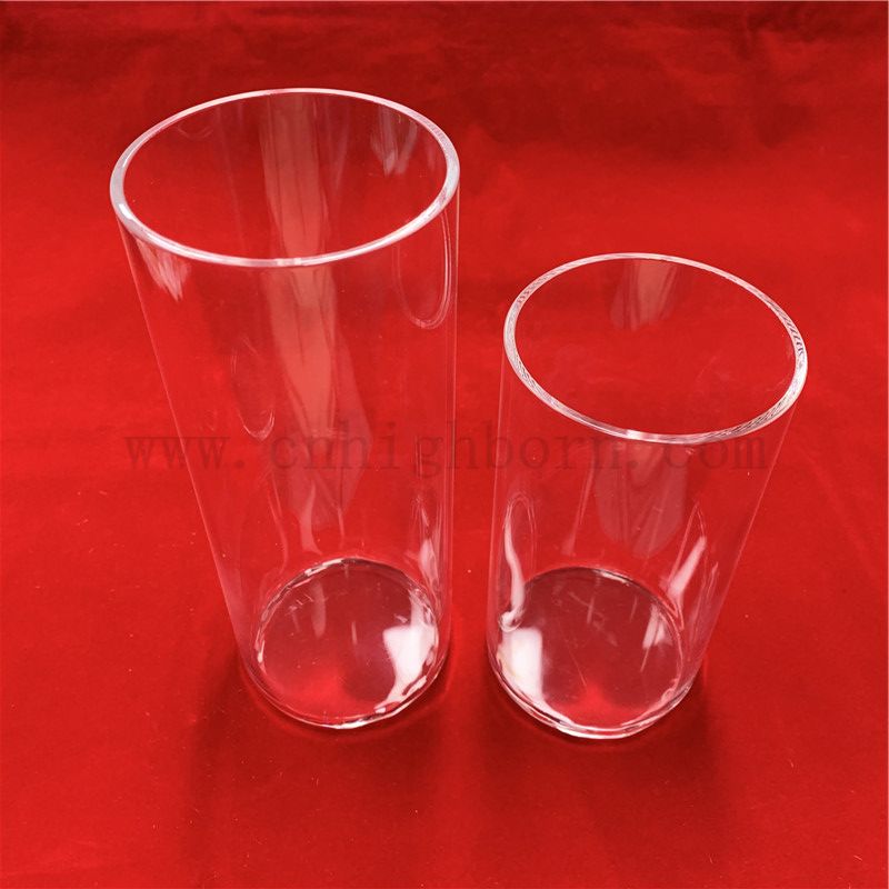 Résisténation de chaleur Tube en verre de quartz transparent personnalisé avec fond plat