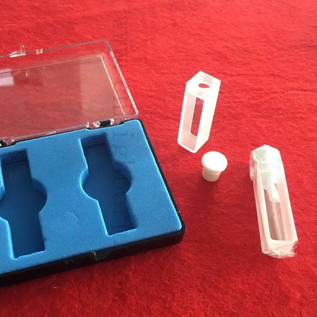 Q114 Cellule standard 2 côtés Transparent ouverture carrée laboratoire UV 10 mm Longueur de chemin Longueur Optical Glass Cuvette