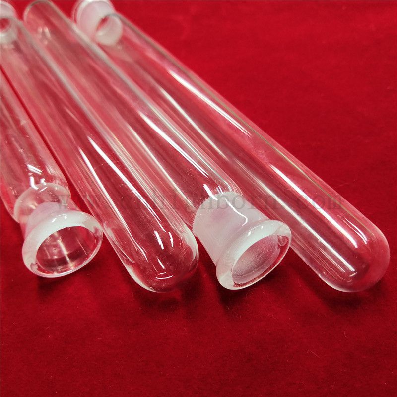 Standard de résistance à la chaleur se termine un tube de verre de quartz transparent avec un fond rond