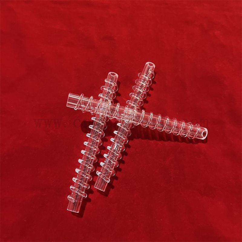 Forme ronde Transparent tube en verre de quartz de silice fusionné avec tige personnalisée autour