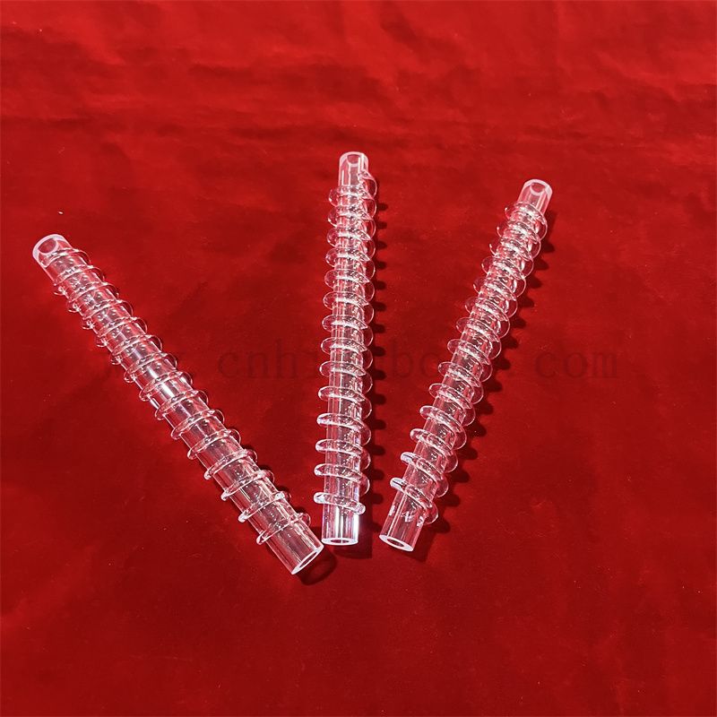 Forme ronde Transparent tube en verre de quartz de silice fusionné avec tige personnalisée autour