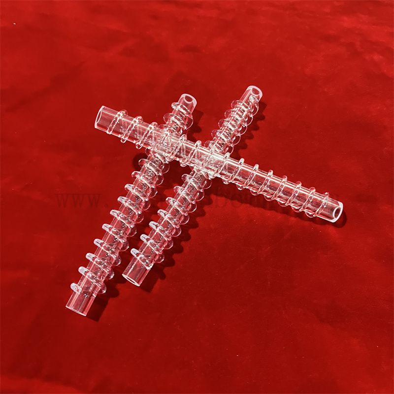 Forme ronde Transparent tube en verre de quartz de silice fusionné avec tige personnalisée autour