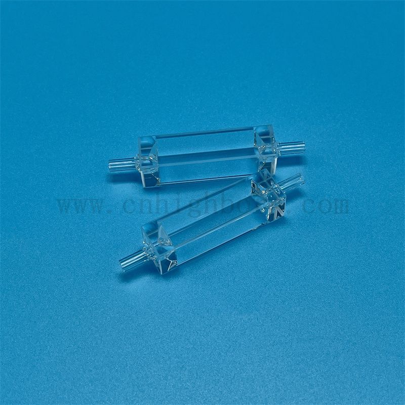 Cuve de verre à quartz à haute précision personnalisée cellule de débit optique pour l'environnement avec un tuyau de connexion