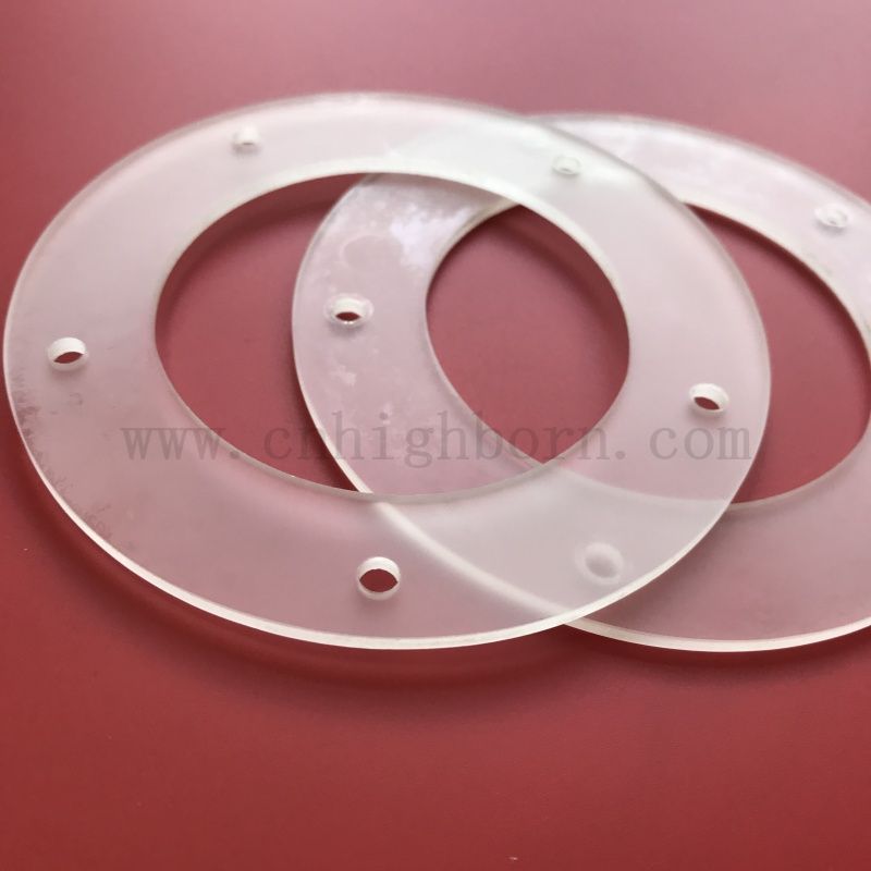 Bride en verre de quartz givré personnalisé avec trou pour chauffage 