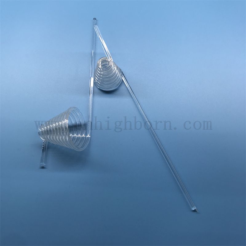 Résistance à la chaleur Clean à quartz hélicoïdal personnalisé tuyau de verre de silice fondu