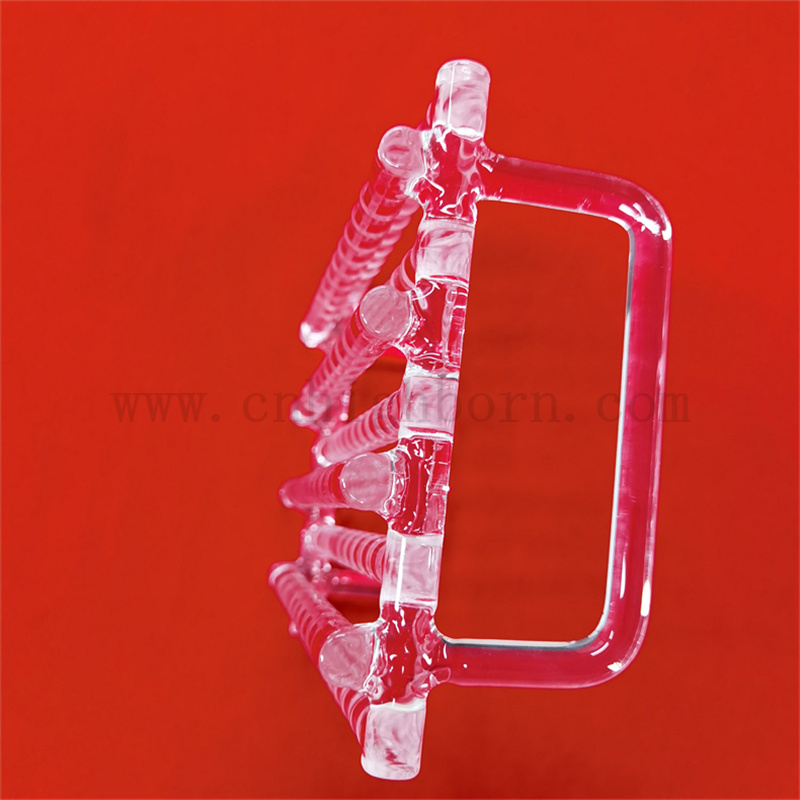  En laboratoire Research Quartz Instrument transparent en verre transparent Conteneur en verre transparent en quartz de chauffage en quartz avec poignée pour semi-conductrice