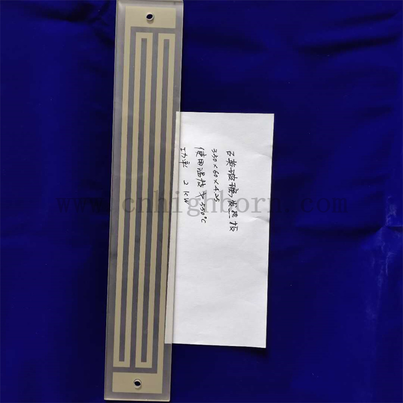 Plaque chauffante en verre de quartz infrarouge lointain rectangulaire de résistance à la chaleur