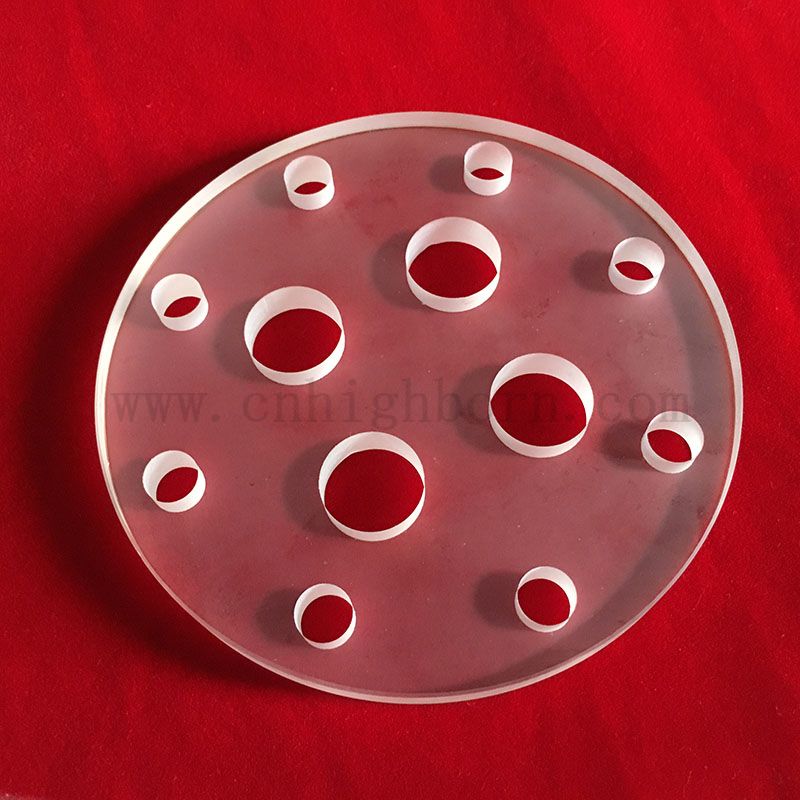 Panneau en verre quartz circulaire de forage laser avec trou avec trou