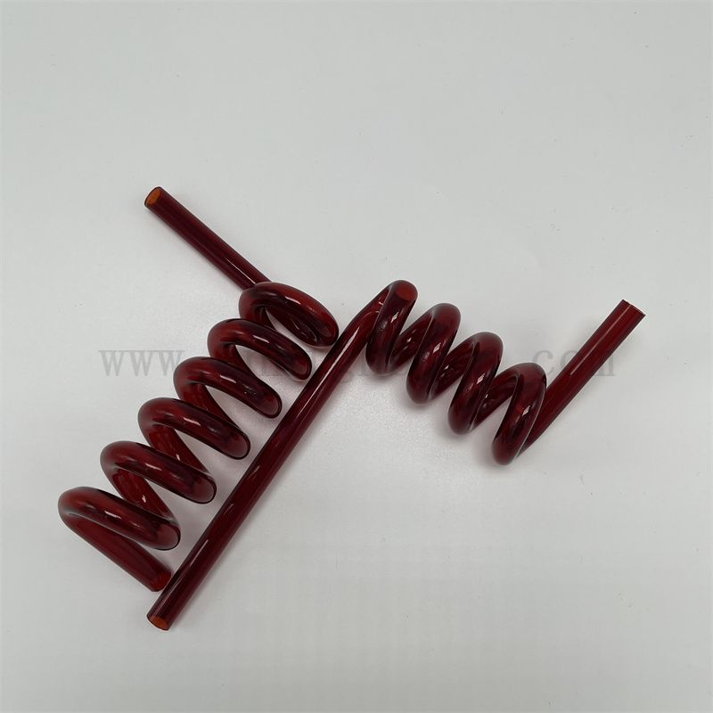 Tube en verre de quartz de silice fusionné en spirale rouge personnalisé