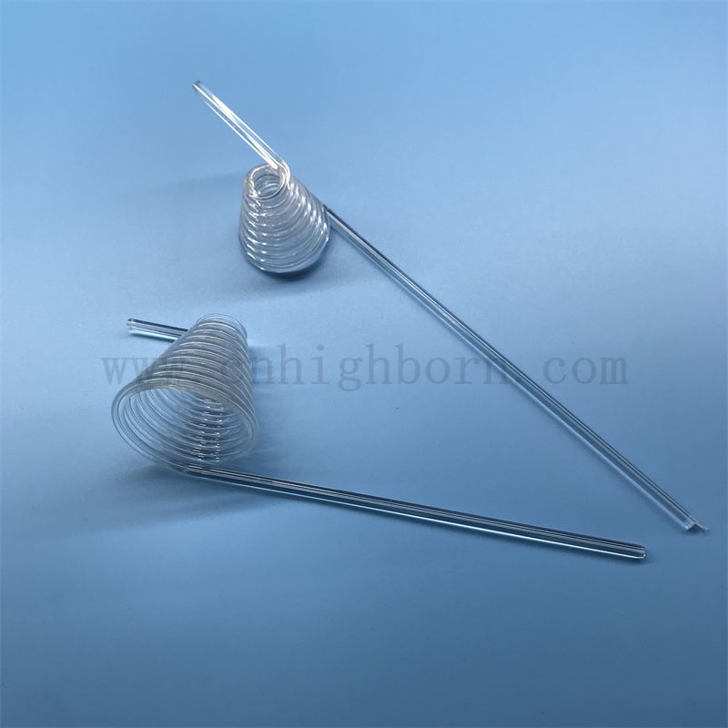 Résistance à la chaleur Clean à quartz hélicoïdal personnalisé tuyau de verre de silice fondu