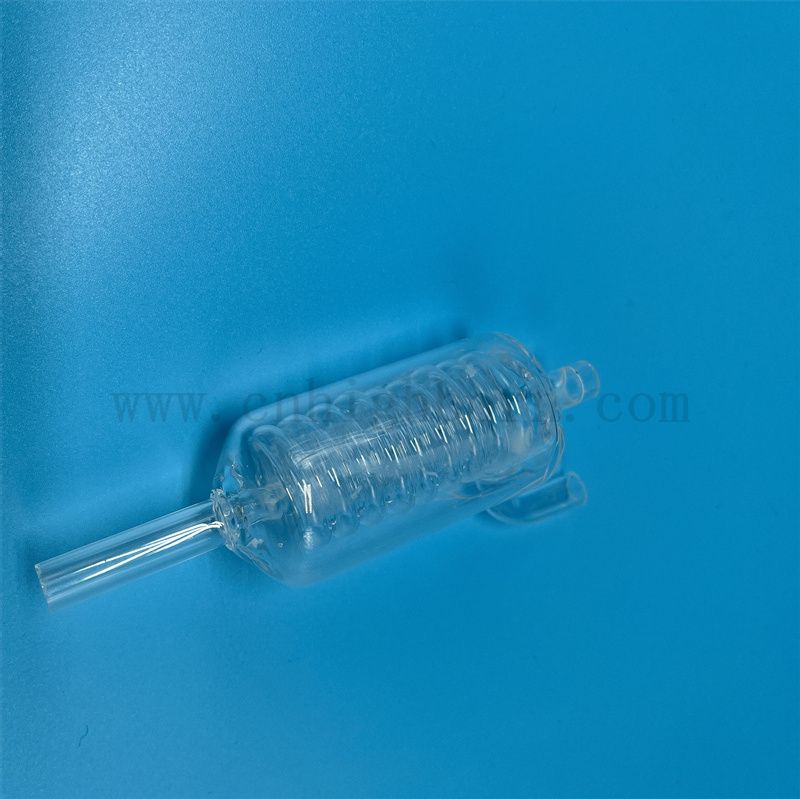 Personnalisation Résistance à haute température Transparent en verre de quartz tube de condensation en verre de silice fusionnée