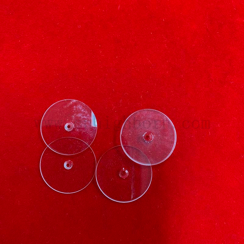 Verre de vue circulaire claire 0,1 mm utilisée sur la plaque de quartz poli 