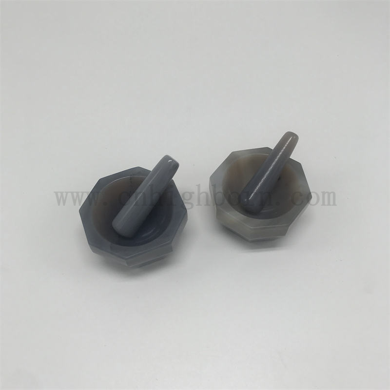 Mortier d'agate naturel élevé et pilon pour le broyage en laboratoire et pharmaceutique