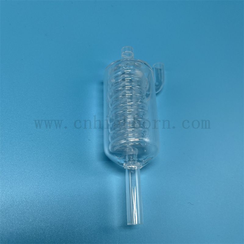 Personnalisation Résistance à haute température Transparent en verre de quartz tube de condensation en verre de silice fusionnée