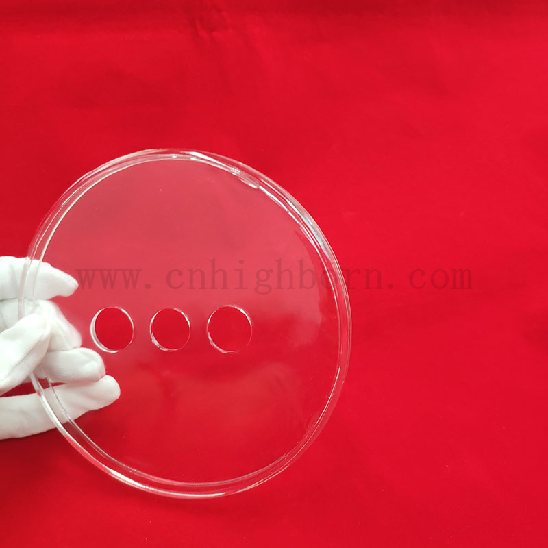 Forage laser transparent trois trous disque rond en verre quartz
