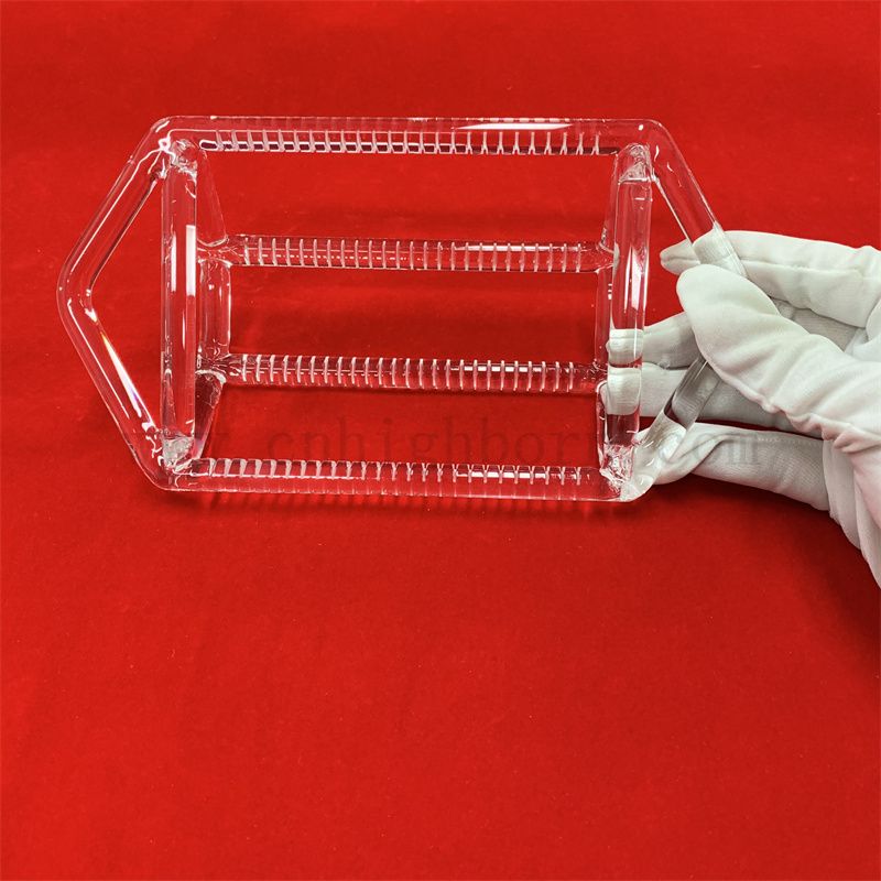  Recherche de laboratoire Clear Quartz Instrument transparent Rack Square Cylindre Cylindre Semi-conducteur Insert à fentes à fentes Porte-chaussée en verre