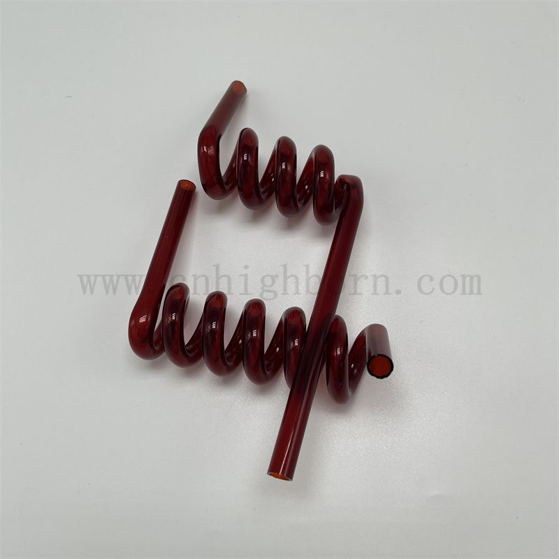 Tube en verre de quartz de silice fusionné en spirale rouge personnalisé