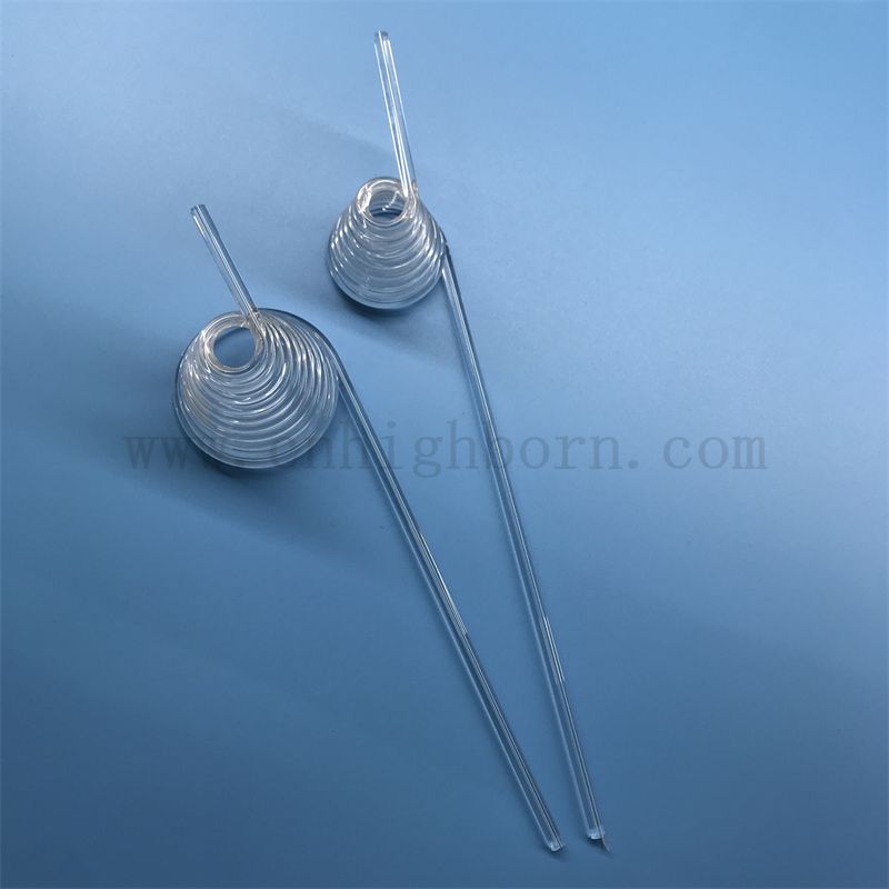 Résistance à la chaleur Clean à quartz hélicoïdal personnalisé tuyau de verre de silice fondu