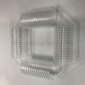 Tube en spirale en verre de quartz poli transparent adapté aux besoins du client par flamme de silice fondue