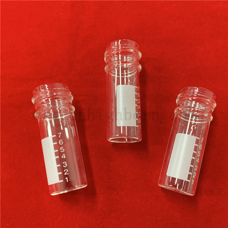  Tube à essai en verre de silice fusionné transparent transparent avec fond plat