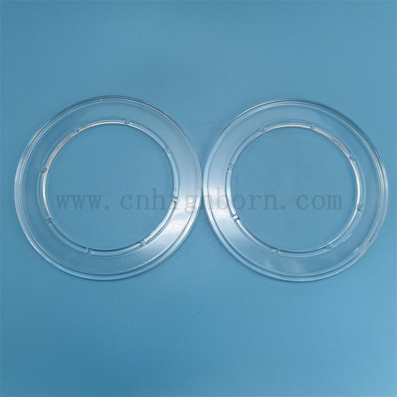 Anneau en verre de silice à bride transparent en quartz de haute qualité avec trou pour applications industrielles