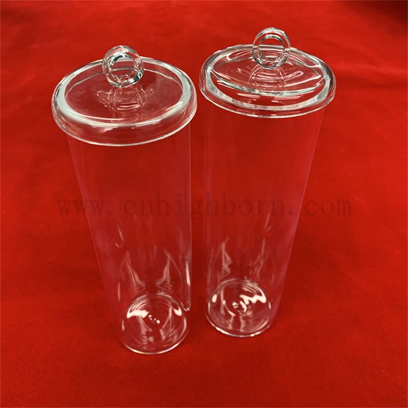 Haute pureté transparent en verre transparent inférieur plat Crictible cylindrique