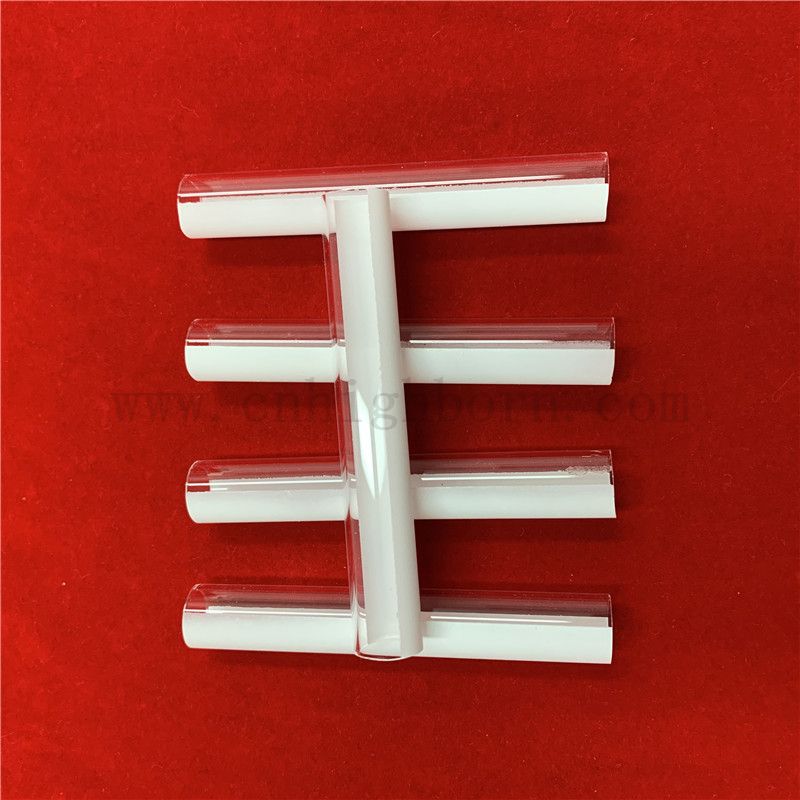 Résistance à la chaleur personnalisée à moitié recouverte de tube en verre de silice fondu en céramique