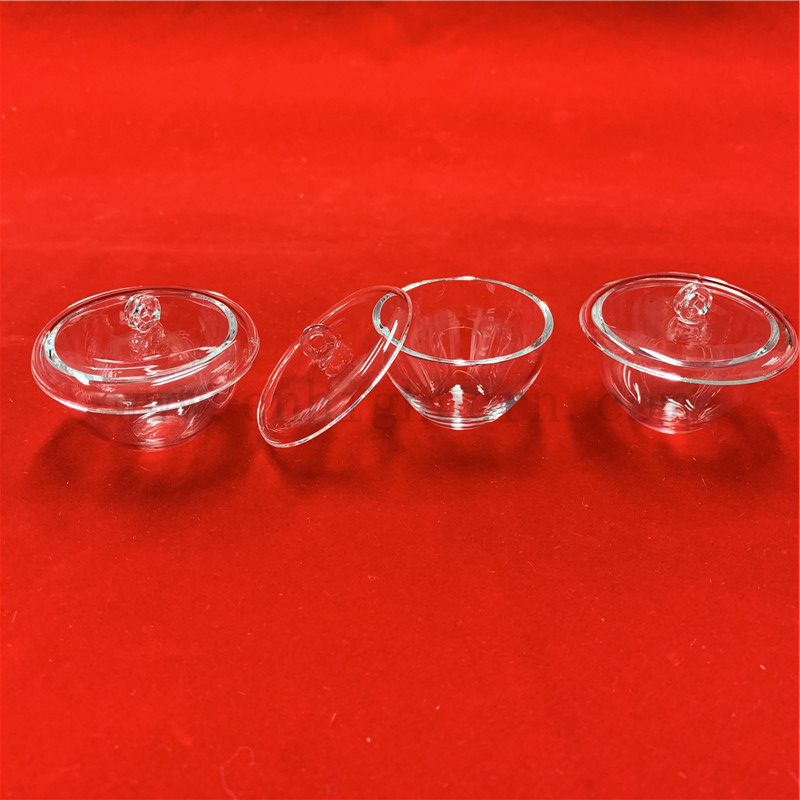 Crucible en verre de quartz de silice fusionné transparent avec couvercle