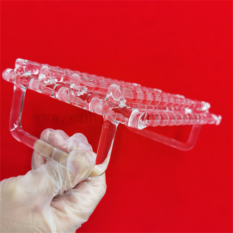  En laboratoire Research Quartz Instrument transparent en verre transparent Conteneur en verre transparent en quartz de chauffage en quartz avec poignée pour semi-conductrice