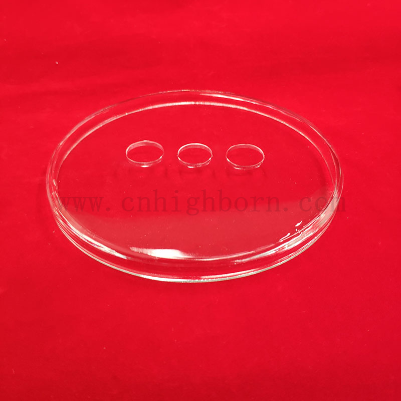 Forage laser transparent trois trous disque rond en verre quartz