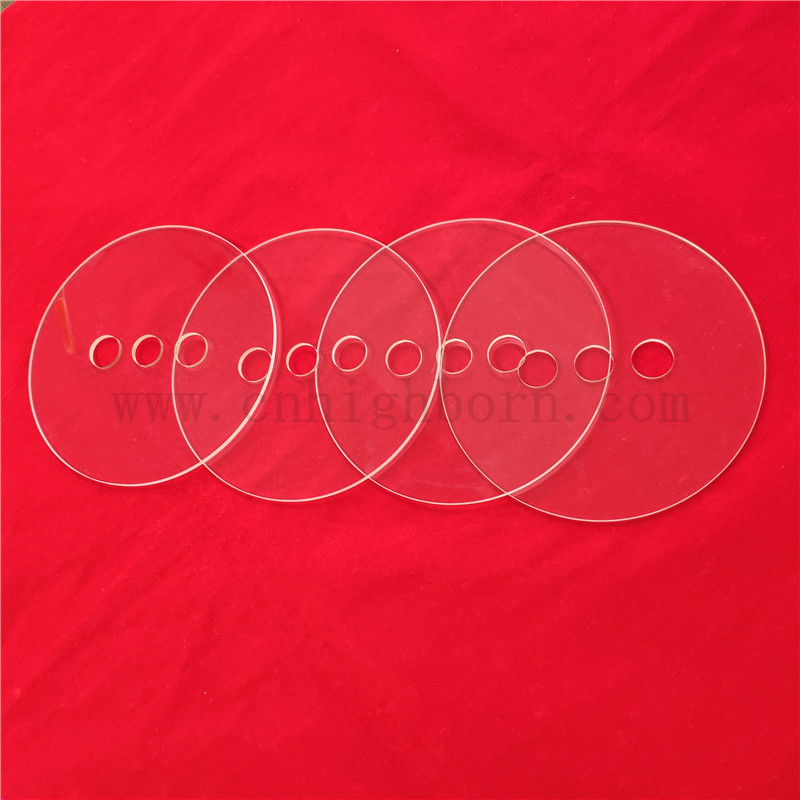 Lentille optique perforée de silice UV transparente Disque quartz JGS1