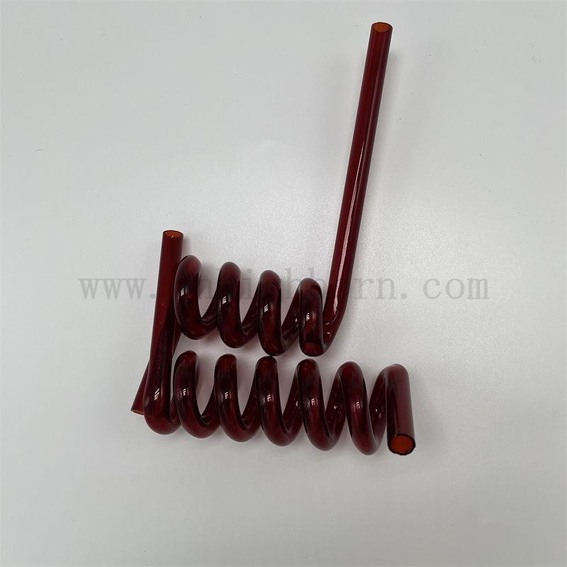 Tube en verre de quartz de silice fusionné en spirale rouge personnalisé