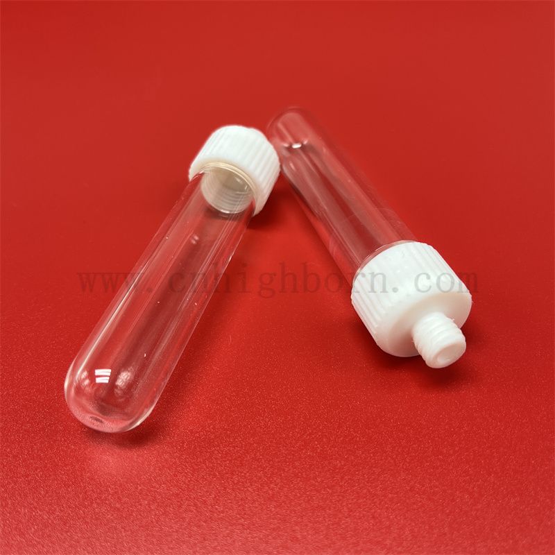 Tube à essai en verre transparent en verre transparent avec couvercle vissé