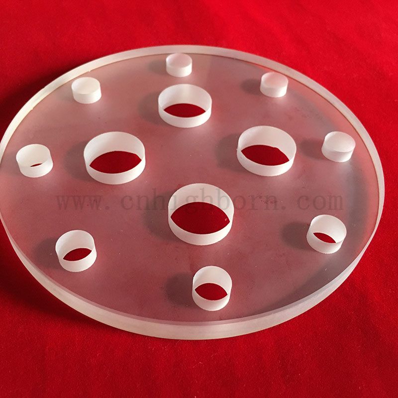 Panneau en verre quartz circulaire de forage laser avec trou avec trou