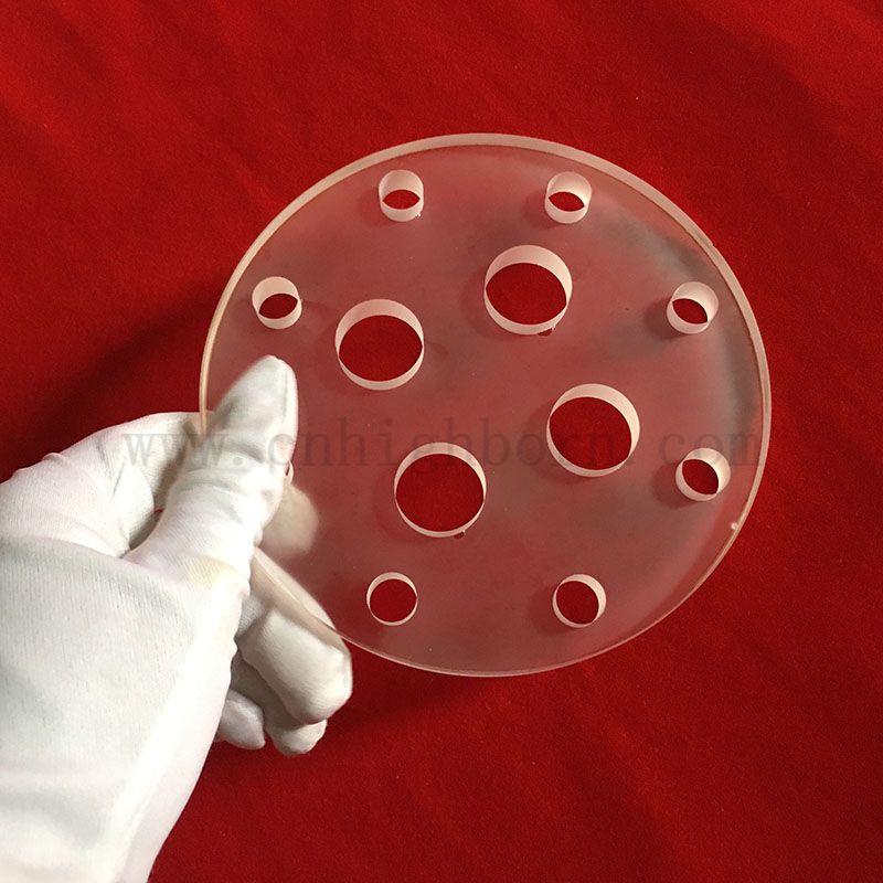 Panneau en verre quartz circulaire de forage laser avec trou avec trou