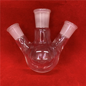 Flacon à trois cols en verre borosilicaté transparent personnalisé, tests en laboratoire