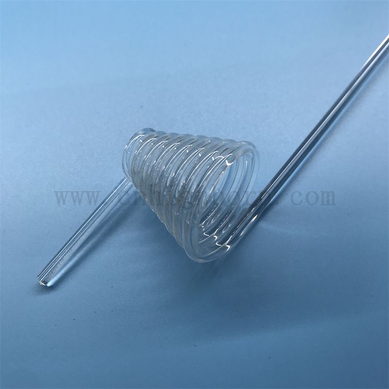 Résistance à la chaleur Clean à quartz hélicoïdal personnalisé tuyau de verre de silice fondu