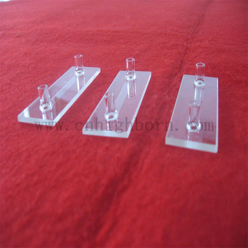 Cuvette de quartz à débit de flux de chaleur de forme personnalisée avec connecteur à tube court