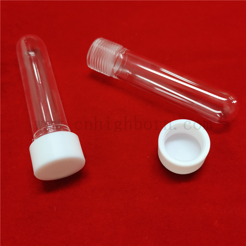 Filet à vis transparent personnalisé tube à essai en verre de silice fusionnée