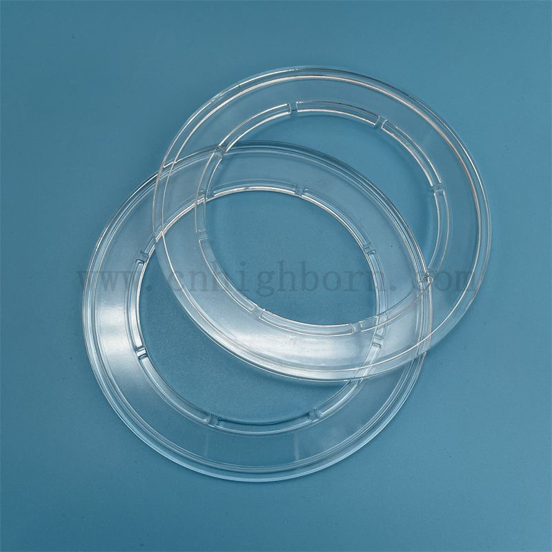 Anneau en verre de silice à bride transparent en quartz de haute qualité avec trou pour applications industrielles