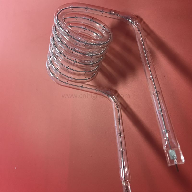 Tube en spirale en verre de quartz de silice fondue pour le chauffage 