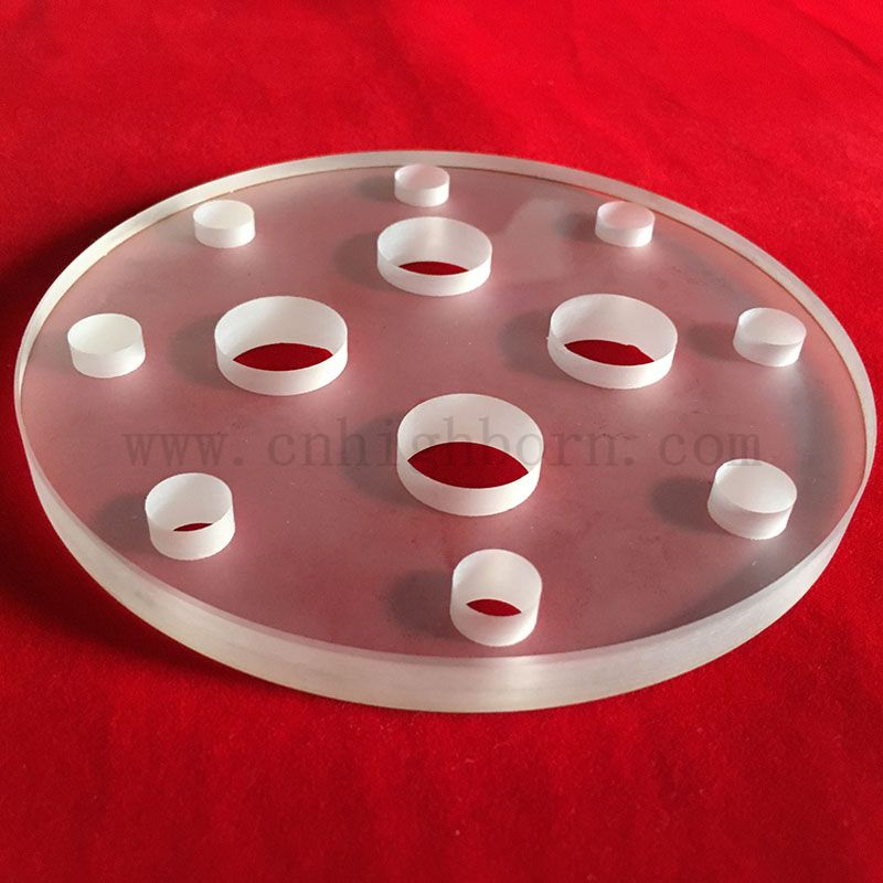 Panneau en verre quartz circulaire de forage laser avec trou avec trou