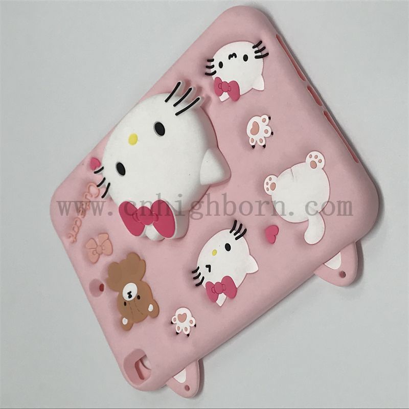 Couleur rose 3D Silicone en caoutchouc iPad Shell Couvrette de protection pour tablette pour pad 