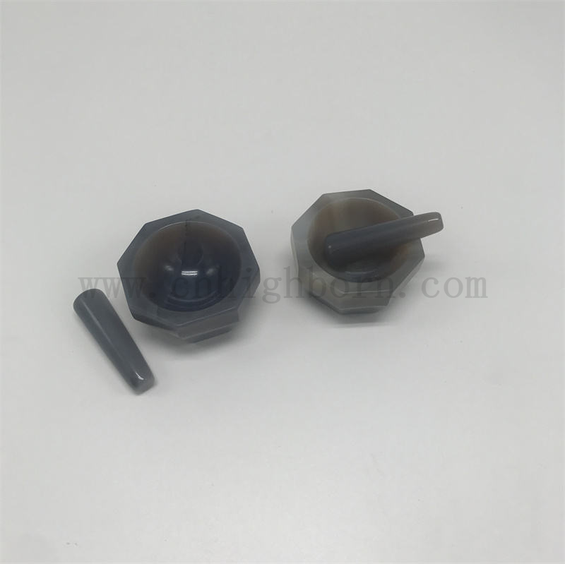 Mortier d'agate naturel élevé et pilon pour le broyage en laboratoire et pharmaceutique