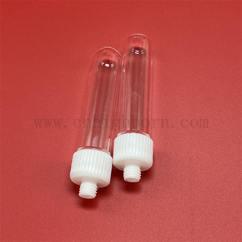 Tube à essai en verre transparent en verre transparent avec couvercle vissé